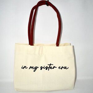 Dark Swan “In My Sister Era” Embroidered Cotton Tote Bag, Beach Travel Gift, NWT